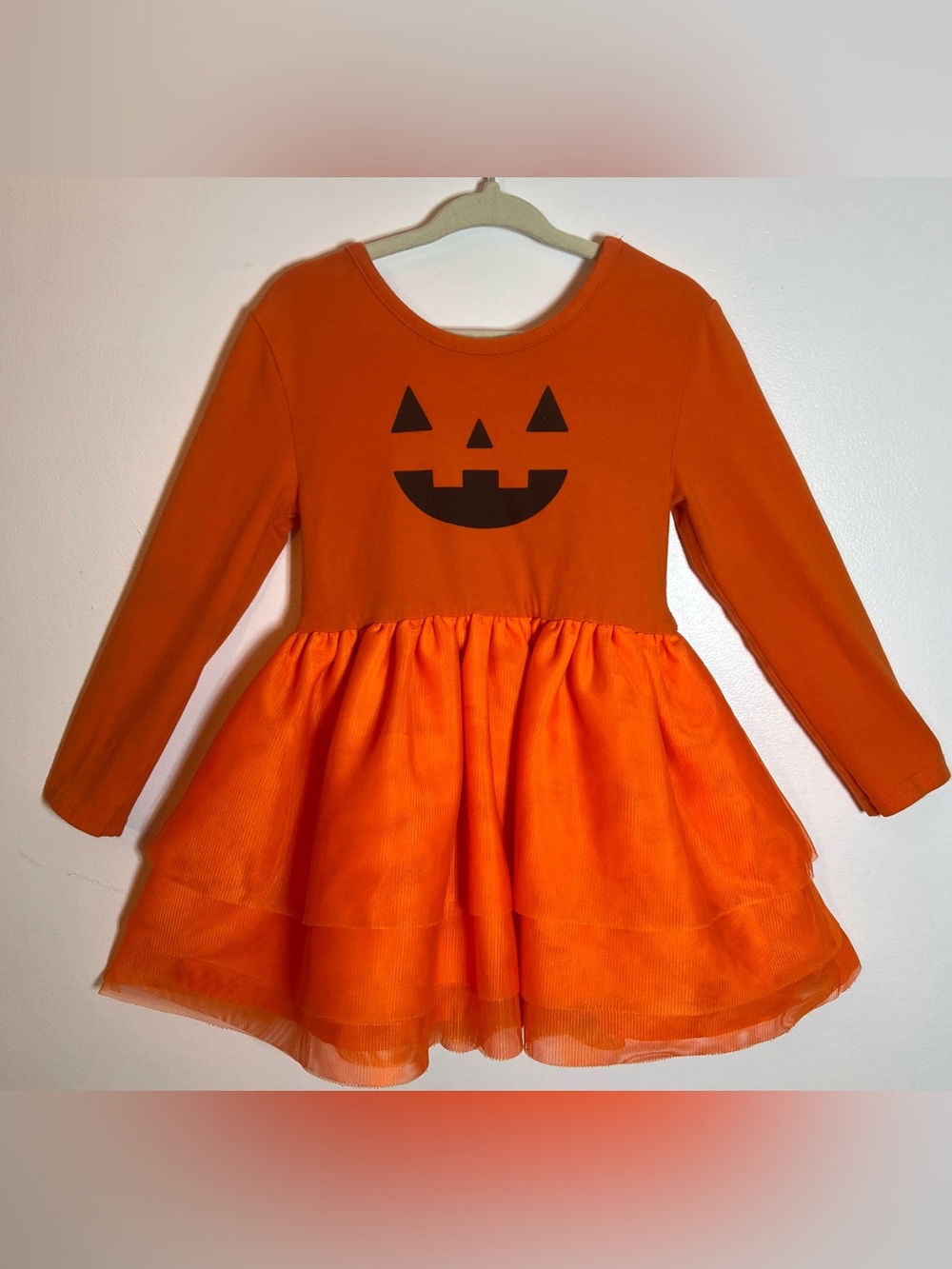 Old Navy Orange Pumpkin Jack-oβ-lantern Tulle Dress - Size 3T